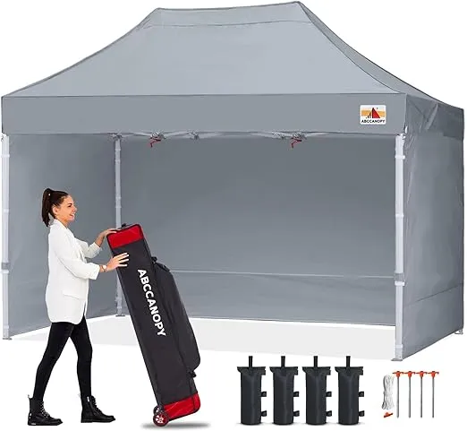 ABCCANOPY Easy Pop Up Canopy Tent with Sidewalls 10x15 Commercial -Series, Gray