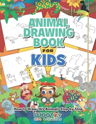 The Animal Drawing Book for Kids: How to Draw 365 Animals, Step by Step (Woo! Jr. Kids Activities Books) (Drawing Books for Kids)