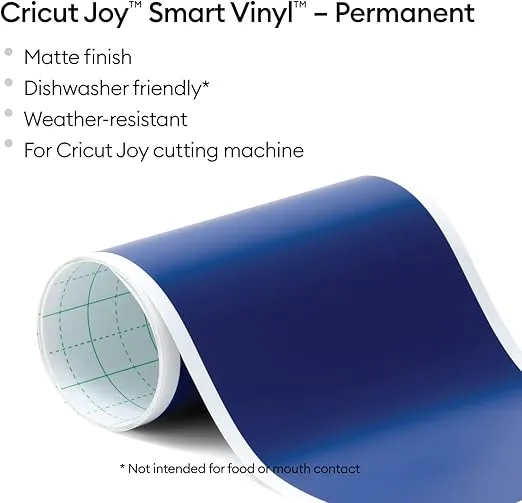 Cricut Smart Permanent Matte Vinyl (5.5in x 48in, Blue) for Joy machine - matless cutting for shapes up to 4ft, & repeated cuts up to 20ft