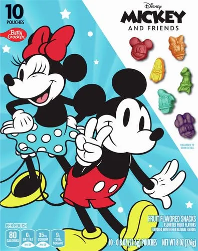 Disney Mickey and Friends Fruit Flavored Snacks, Treat Pouches, Gluten Free Snack, 10 Ct, 8 oz