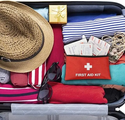 Mini First Aid Kit 100 Pieces Set Portable Small Bag for Backpack Camping Hiking Survival Travel Car Vehicle Outdoor Dorm Home Office Emergency Medical Supplies