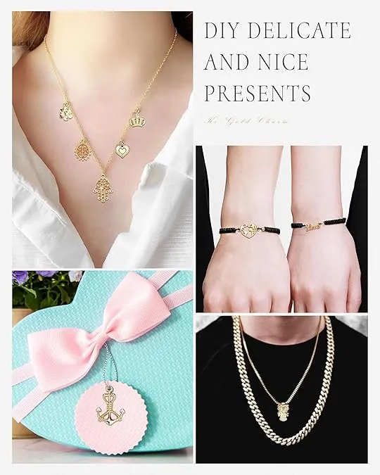 JIALEEY Wholesale Bulk 50PCS Mixed Gold Charms Pendants DIY for Necklace Bracelet Jewelry Making and Crafting