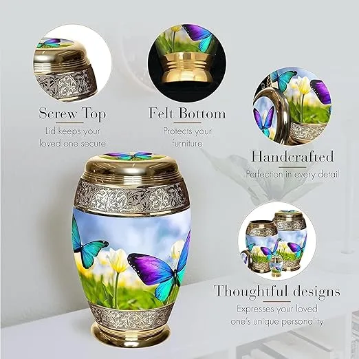 Butterfly Cremation Urn for Ashes Adult Male - Personalized Cremation Urns for Human Ashes Adult Man Decorative Urns - Beautifully Handcrafted Butterfly Urns for Ashes Medium Urn for Ashes Adult Male
