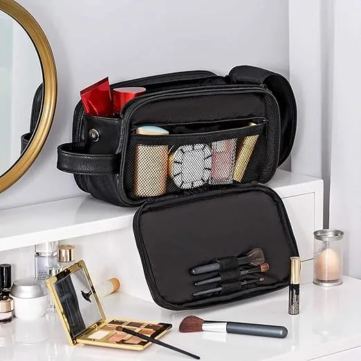 Elviros Travel Toiletry Bag for Men, Shaving Dopp Kit Water-resistant Bathroom Large Toiletries Organizer Vegan Leather Cosmetic Bags