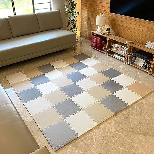 MioTetto 36-Tile Soft Non-Toxic Baby Play Mat, EVA Foam Jigsaw Puzzle Play Mat, Interlocking Squares for Babies, Toddlers & Kids Gym, Nursery, Playroom, 36 Sq Ft