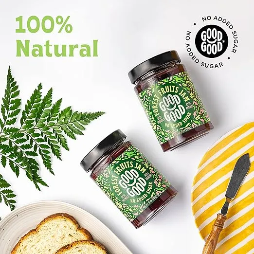 GOOD GOOD No Added Sugar Forest Fruit Jam - Keto Friendly Jelly - Low Carb, Low-Calorie and Vegan - Diabetic Friendly - 12oz / 330g (Pack of 4)