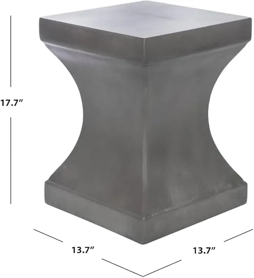 Safavieh Outdoor Collection Curby Modern Concrete Dark Grey 17.7-inch Accent Table