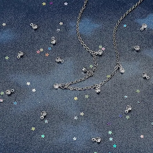 PH PandaHall Rhinestone Charm Pendants, 100pcs 3mm Tiny Dangle Charms Diamond Dangle Pendants Mini Round Crystal Beads for Earrings Bracelets Necklaces Chokers Anklet Jewelry DIY Craft Making, Silver