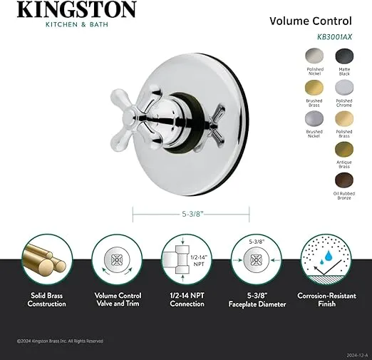 Kingston Brass KB3007AX Vintage Volume Control, Brushed Brass