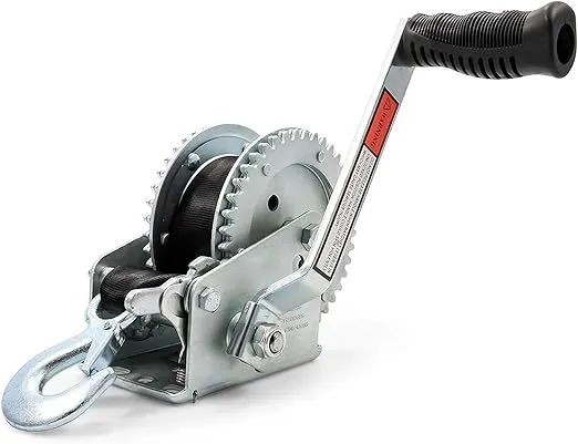 Camco Heavy Duty Steel Marine Towing Winch- Corrosion Resistant | 1,200 lb Capacity| Durable Gears Resist Wear & Tear| Resilient & UV Resistant 20’ Strap - (50001)