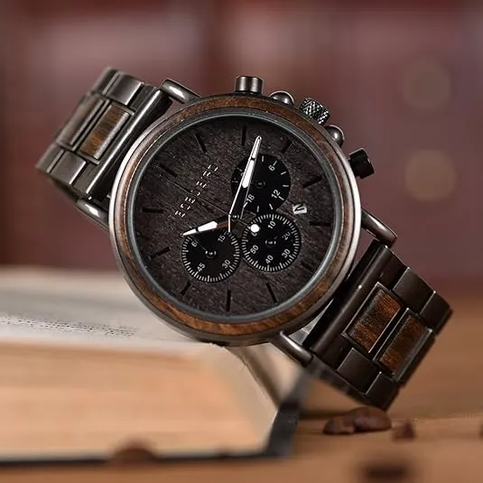 2win Engraved Wooden Watch for Boyfriend My Man Fiancé Husband Customized Personalized Wood Watches for Men Birthday Anniversary Personalized Watch