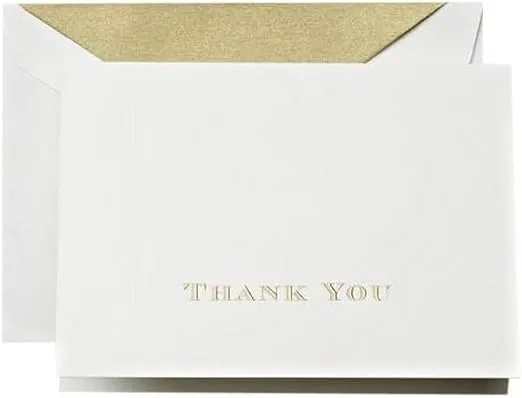 Crane & Co. Gold Hand Engraved Thank You Notes (CT1308),Pearl White