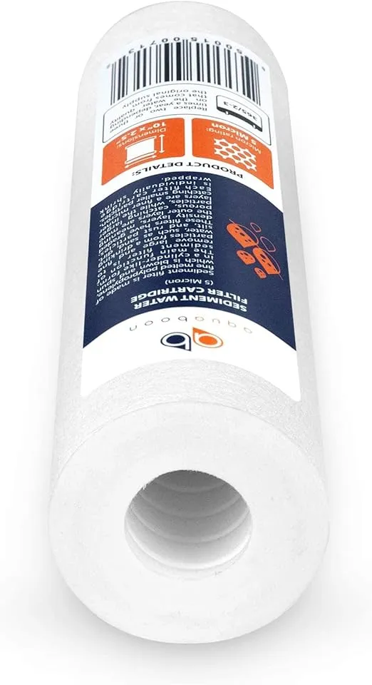 Aquaboon 5 Micron 10 x 2.5 Sediment Filter Replacement - Whole House Filter Cartridge Compatible with Water Filters - P5, AP110, WHKF-GD05, 6 Pack
