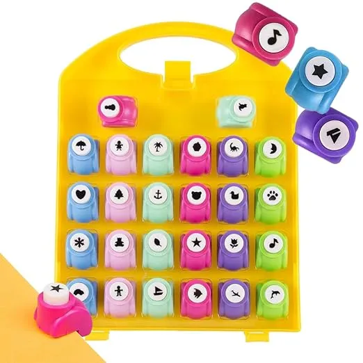 Scrapbook Paper Punch 26pc Mini Paper Hole Punchers w Case - All Different Crafting Designs Hole Punch for Greeting Cards, Scrapbooking, Arts & Crafts, School Projects for Kid & Adults, Gift
