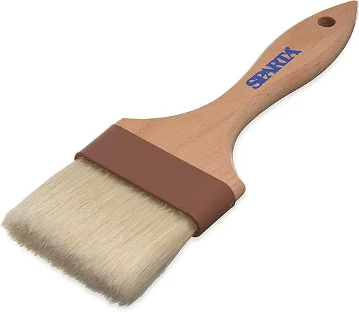 SPARTA 4037500 Boarhair Basting Brush, Flat Brush with Sturdy Wood Handle, 9.25"L x 3"W, Wood Handle