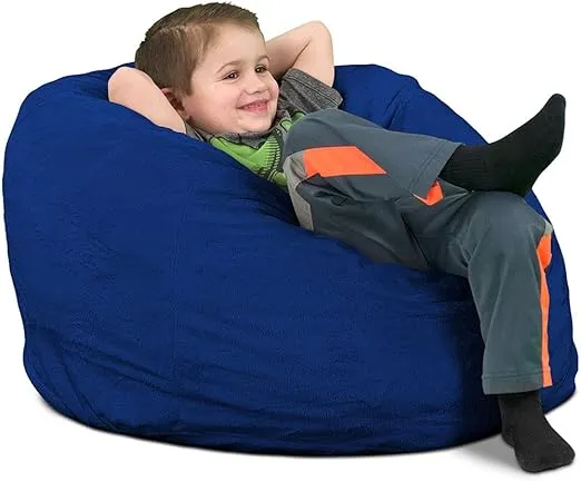 ULTIMATE SACK Kids (30") Bean Bag Chair Cover in Multiple Colors: Cover ONLY. (Kids, Electric Blue Suede)