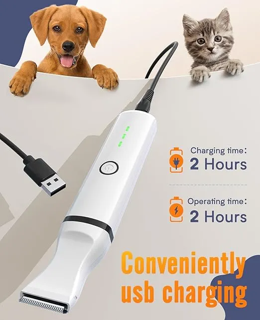 oneisall Dog Paw Trimmer,Corldless Paw Trimmer for Dogs with Double Blades,Quiet 2 Speed Small Dog Grooming Clippers for Paws, Eyes, Ears, Face, Rump (White)