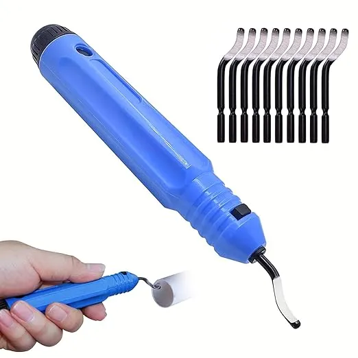 Deburring Tool + 10 Pcs BS1010 Rotary Deburr Blades,Deburring Chamfer Tool for Wood/Plastic/Aluminum/Copper/PVC/3D Printing and Steel,Deburing Tool with Handle (1)