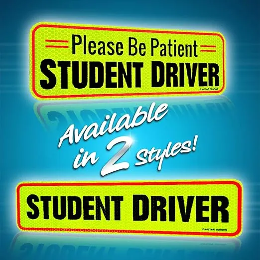 Signs Authority 3 Pcs Student Driver Car Magnet Reflective |10" New Driver Magnet for Car - Student Driver Magnet for Car - Student Driver Sticker | Magnetic Student Driver Signs for Car (Set of 3)