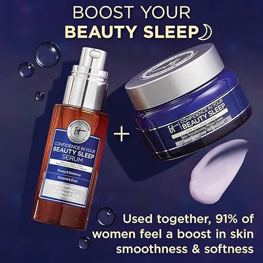 IT Cosmetics Confidence in Your Beauty Sleep Triple Antioxidant Brightening Serum – 24HR Hydration – Anti-Aging – 12% Vitamin C Serum - Fragrance Free – All Skin Types, 1.0 fl. Oz
