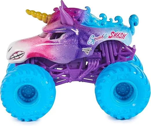 Monster Jam, Official Sparkle Smash Monster Truck, Die-Cast Vehicle, 1:64 Scale, Kids Toys for Boys Ages 3 and up