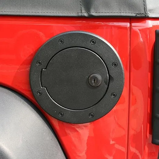 Rugged Ridge | Gas Cap Door, Locking, Black Aluminum | 11425.06 | Fits 2007-2018 Jeep Wrangler JK