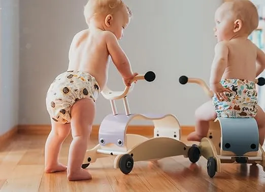 Wishbone Mini-Flip Mix & Match in White - Baby Walker That Converts - 3-in-1 Walk, Scoot and Rock