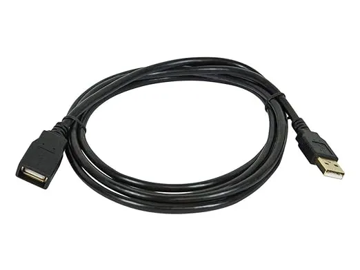 Monoprice USB 2.0 Type-A Male to Type-A Female - Extension Cable, Gold Plated, 28/24AWG, 15 Feet, Black