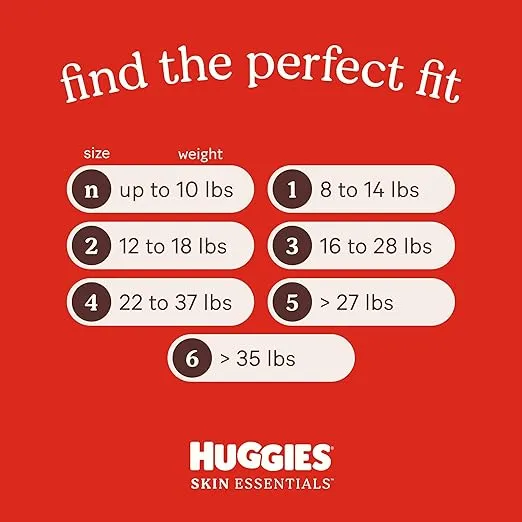 Huggies Size Newborn Diapers, Skin Essentials Baby Diapers, Size Newborn (6-9 lbs), 168 Count