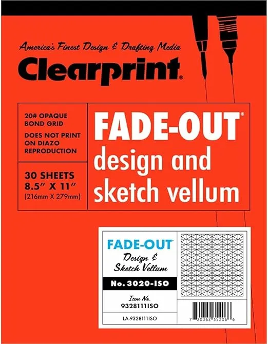 Chartpak 932811ISO Grid Paper Pad 20lb. 30Degree Isometric 11-Inch x8-1/2-Inch 30 SHT