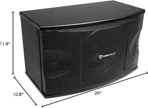 Rockville Pair KPS10 10" 3-Way 1200 Watt Karaoke Speakers+Wall Brackets/MDF, Black