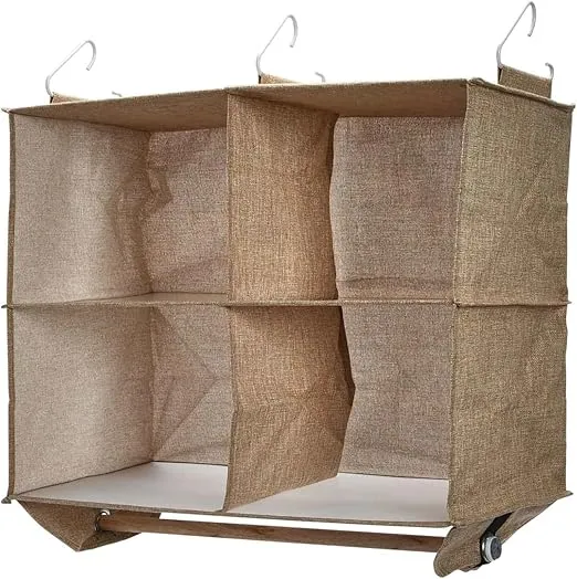 Household Essentials 4 Pocket Wide Organizer with Hangbar, Latte