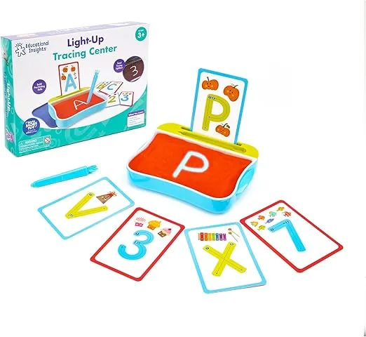 Learning Resources Beleuchteter Aktivitätskasten zum Nachfahren, Alphabet-Aktivitätsset, Lernspielzeug für die Vorschule, Kinder-Leuchttisch zum Mitnehmen, Sensorik-Leuchtkasten zum Spielen, 3+