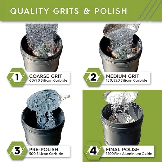 Polly Plastics Rock Tumbler Grit Refill, Final Polish 1200 Fine Aluminum Oxide, Stage 4 for Tumbling Stones (2 Pack) (1 lb.)