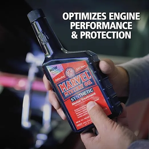 Marvel Mystery Oil 53835 Synthetic Motor Treatment- Removes & Prevents Sludge Build Up and Leaks, Reduces Wear and Tear, Increases Life of Engine, Extends Oil Change Intervals, 16 oz.