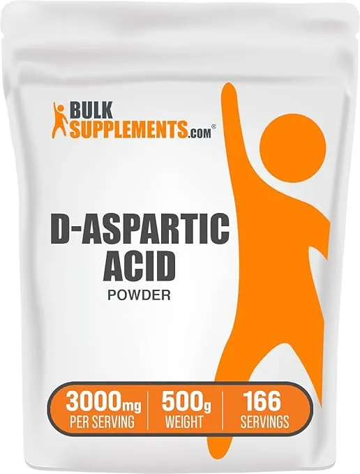 BulkSupplements.com D-Aspartic Acid Powder - DAA Supplement for Men & Women, D-Aspartic Acid 3000mg - Unflavored & Gluten Free, 3000mg per Serving, 500g (1.1 lbs) (Pack of 1)