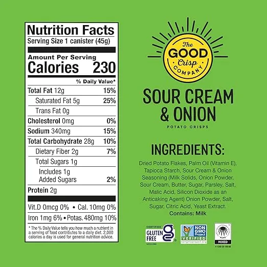 The Good Crisp Company, Good Crisps Minis (Variety Pack, 1.6 Ounce, Pack of 8) Contains: 4 Original and 4 Sour Cream & Onion