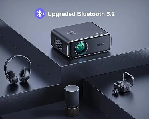 [Auto Focus/4K Support] Projector with WiFi 6 and Bluetooth 5.2, 600ANSI Native 1080P Outdoor Movie Projector, WiMiUS P62 Auto 6D Keystone & 50% Zoom, Smart Home Projector for iOS/Android/TV Stick