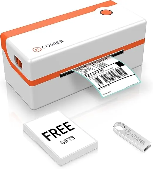 K COMER Thermal Label Printer 4x6 Shipping Label Printer for Small Business & Shipping Package 203dpi 150mm/s for Amazon, Ebay, Shopify, Etsy, UPS, USPS, FedEx, DHL