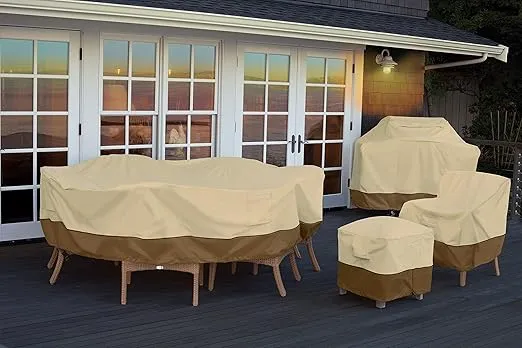 Classic Accessories Veranda Water-Resistant 108 Inch Rectangular/Oval Patio Table & Chair Set Cover, Outdoor Table Cover