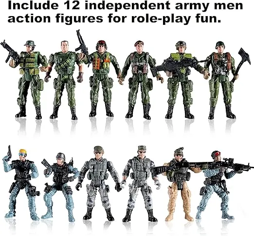 US Army Men and SWAT Team Toy Soldiers Action Figures with Military Weapons Accessories for Kids Boys Girls,12Pcs