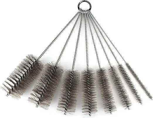 12 Inch Pipe Cleaning Brush Set with Stainless Steel Bristles, 8 Piece Variety Pack | for Auto Parts, Bottles, Guns, Tubes, etc.
