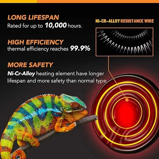 Simple Deluxe 150W Ceramic Heat Emitter Reptile Heat Lamp Bulb No Light Emitting Brooder Coop Heater for Amphibian Pet Terrarium Chameleon Lizards Snakes & Incubating Chicken