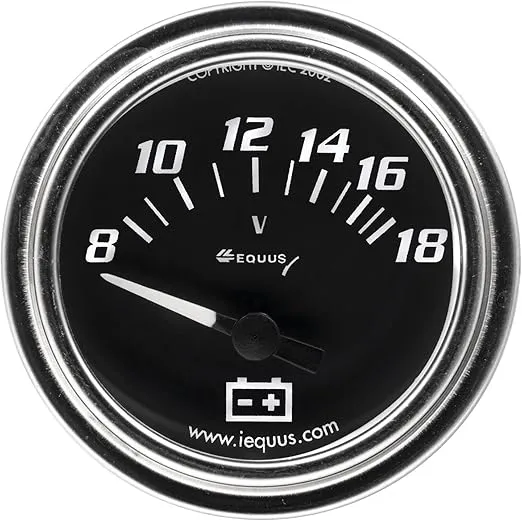 Equus 7268 2" Voltmeter, Chrome with Black Dial