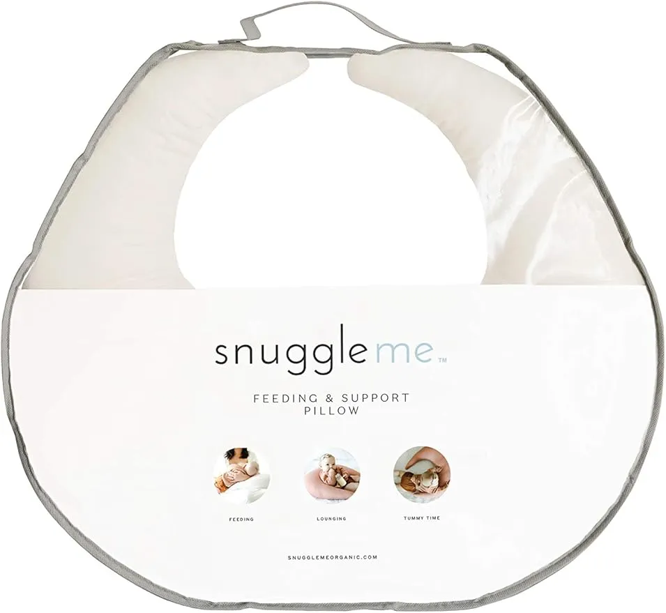 snuggle me Organic Nursing Pillow | Bottle & Breastfeeding Pillow with Organic Cotton Cover & Fiberfill, Machine Washable Feeding Pillow, Newborn Essentials Must Haves (Natural)
