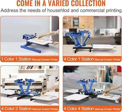 VEVOR Screen Printing Machine, 1 Color 1 Station Silk Screen Printing Press, 21.2x17.7in / 54x45cm Screen Printing Press, Double-Layer Positioning Pallet, Adjustable Tension for T-Shirt DIY Printing