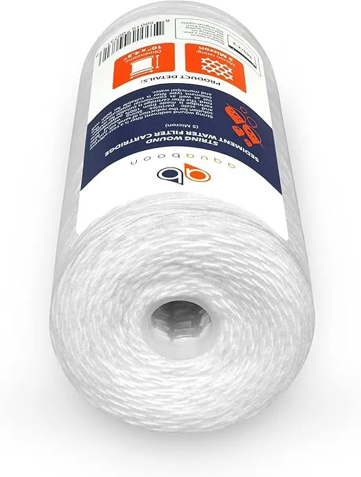 Aquaboon 10 x 4.5 Water Filter 5 Micron - String Wound Water Filter Cartridge Replacement - Matches 84637, WPX5BB97P, PC10, 355214-45, 355215-45, WP10BB97P, WP5BB97P (2 Pack)