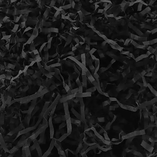 1 LB Black Crinkle Cut Paper Shred Filler, Shredded Paper for Gift Baskets, Crinkle Paper for Gift Wrapping
