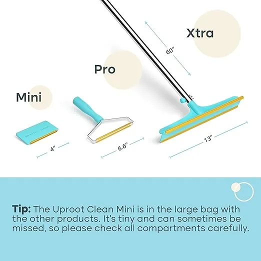 Uproot Clean Pro Pet Hair Remover Bundled with Mini Pet Hair Remover for Couch & Xtra Carpet Rake for Pet Hair Removal - Dog Hair Remover for Car - A True Fur-Riccane Survival Kit!
