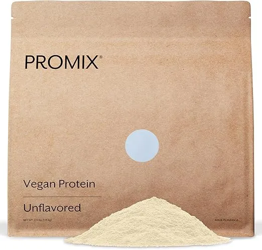 Promix Plant-Based Vegan Protein Powder, Unflavored - 2.5lb Bulk - Pea Protein & Vitamin B-12 - Post Workout Fitness & Nutrition Shakes, Smoothies, Baking & Cooking Recipes - Gluten-Free